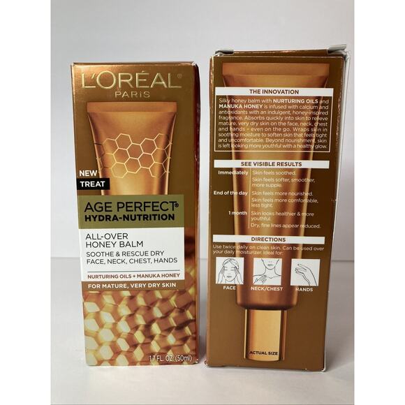 L'Oréal Age Perfect Honey Balm Hydra Nutrition Dry Mature Skin 1.7 oz Lot of 2 - Picture 3 of 5